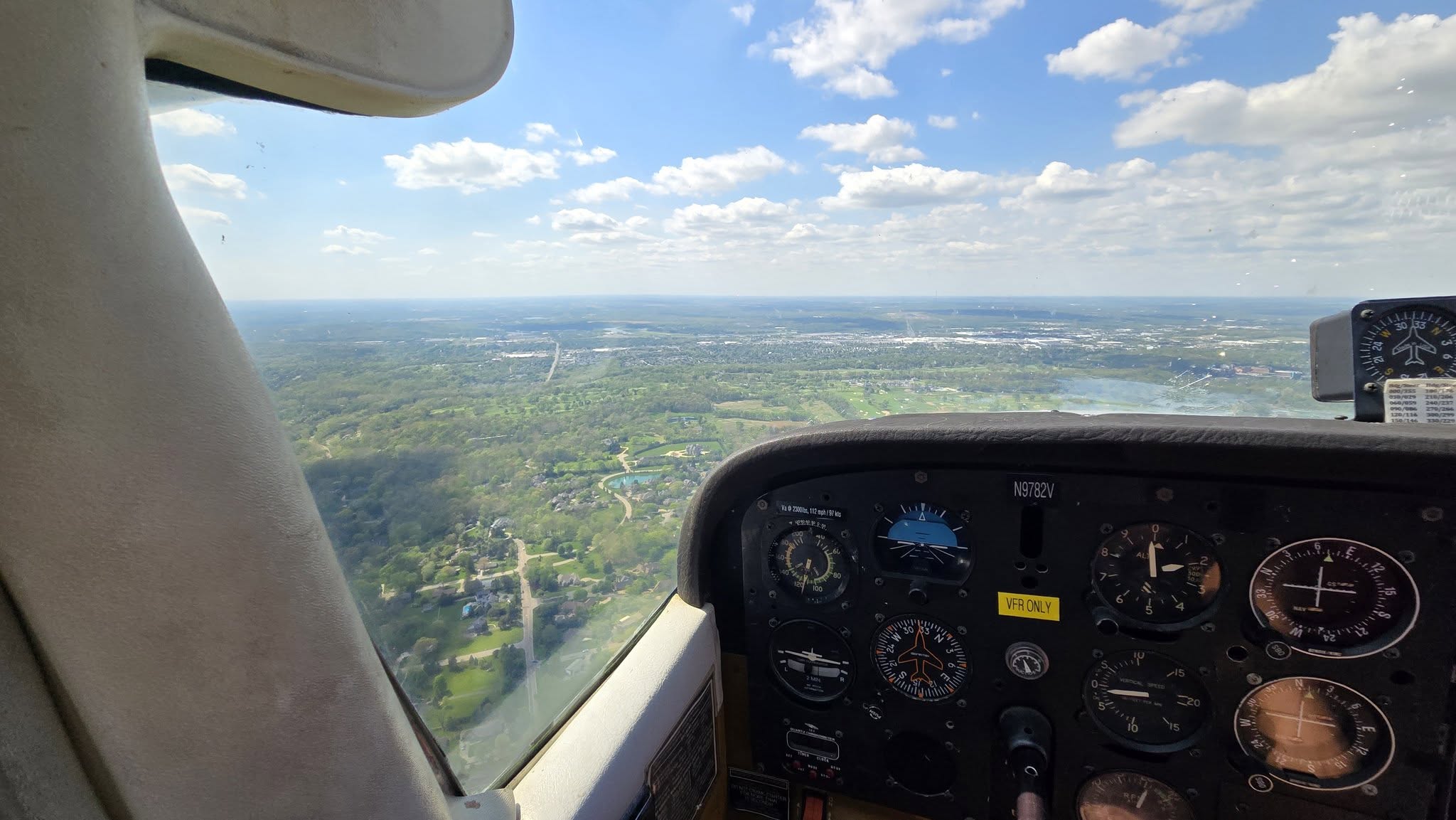 Instrument panel in flight during an instrument proficiency check near Dayton Ohio
